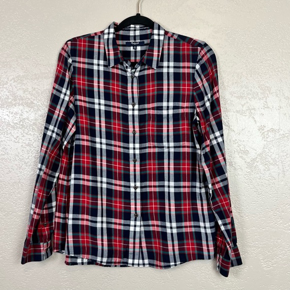Madewell womens M ‎ shirt blouse button front plaid flannel casual soft warm - Picture 1 of 10